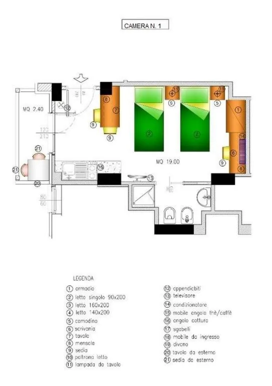Camera Doppia con Letti Singoli con Bagno Privato — Casa Livio – Rooms and studios