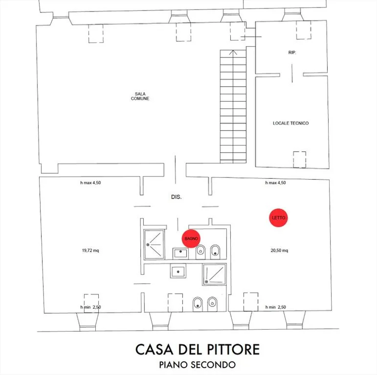 Camera Matrimoniale con Letto Supplementare — Casa del Pittore