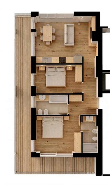Deluxe Apartment with 2 Bedrooms and Balcony — Ciasa Verena