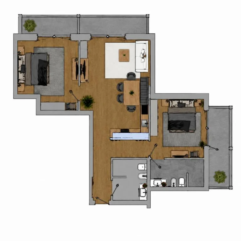 Appartamento Deluxe con 2 Camere da Letto e Balcone — Hotel MIOL