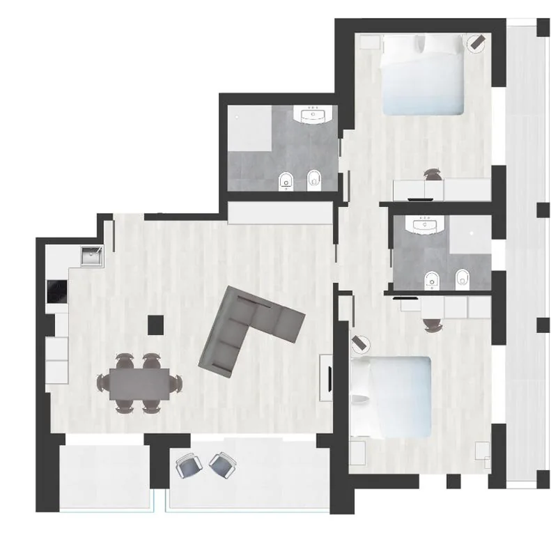 Appartamento Superior con 2 Camere da Letto — Hesperia Hotel & Residence