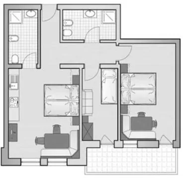Large Two-Bedroom Apartment (7 Adults) — Apparthotel Sellaronda
